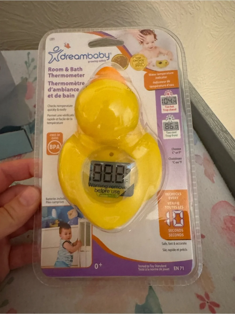 Gray Dolphin Bathtub Faucet Cover & Yellow Duck Thermometer Set
